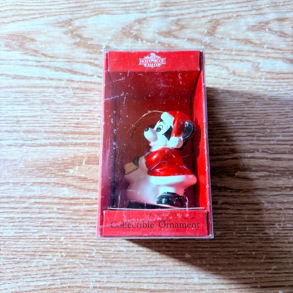 Ceramic Walt Disney Prod. Schmid Japan Mickey Mouse Santa Christmas Ornament